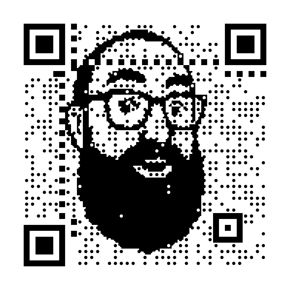 Functional QR code representing Gino Fazari's face